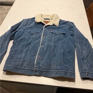 Men's Blue corduroy Jacket with Sherpa Lining